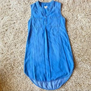 Merona Sleeveless Blue Chambray Shirt Dress S
